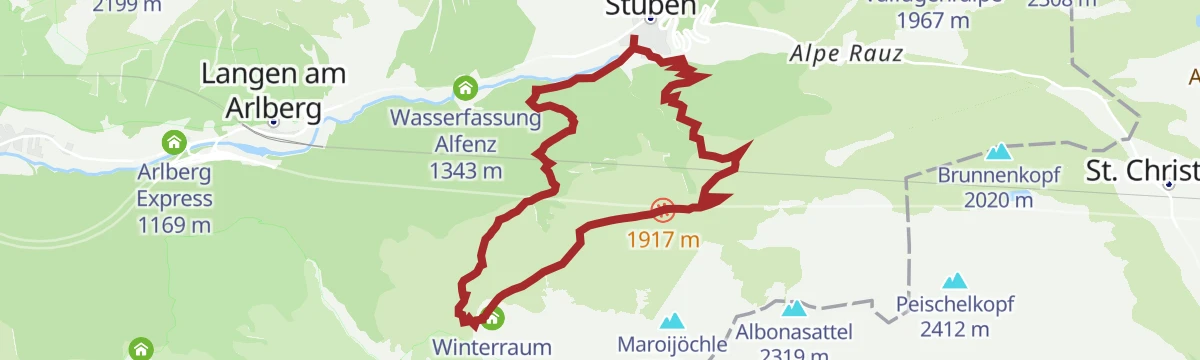 Route map: Panoramawanderung auf einer Sonnenterrasse überm Klostertal